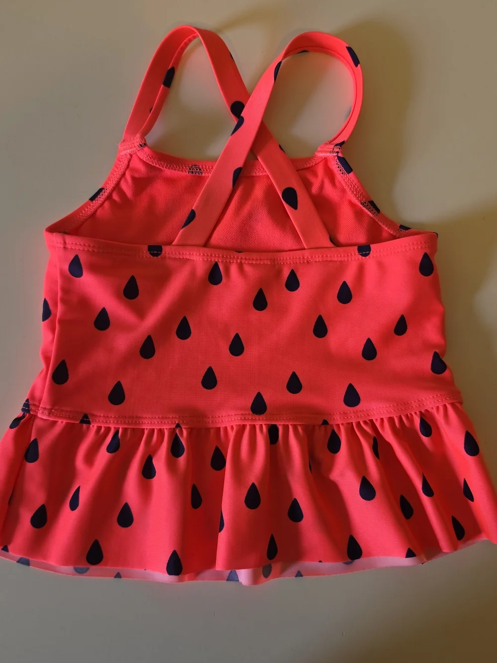 Cat & Jack Neon Pink Swim Top with Dark Blue Accents